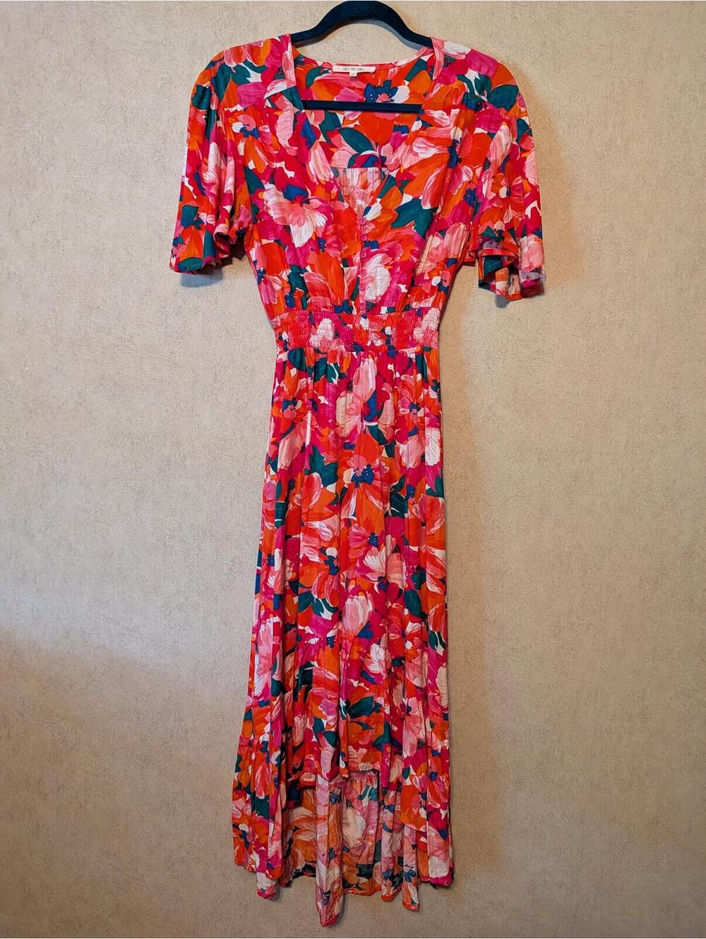 ABEL THE LABEL pink floral maxi dress sz S
